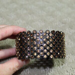 Brown Jeweled Cuff-style Bracelet
